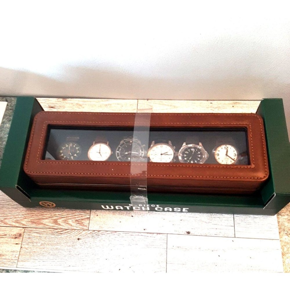 6 Piece Watch Case Woodburry Brown New in Box